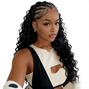 Extensiones <span class=keywords><strong>de</strong></span> Cabello Humano Tejidas a Crochet, Onduladas Profundas, 28 Pulgadas, 50g, Invisibles, Pre-Separadas, 40 Mechones, Negro <span class=keywords><strong>Natural</strong></span>, China - Product Image 1