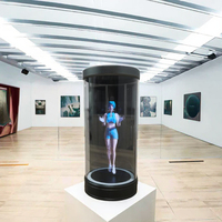 Nuevo Lanzamiento Proyector de Holograma 3D con Pantalla en L Transparente de Sobremesa para Publicidad en Interiores con Control Remoto