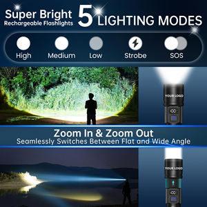 Linternas Recargables, Paquete de 2, Súper Brillantes, Alto Lumen, 5 Modos, Zoom, con Pantalla LCD Digital, para Camping - Product Image 2