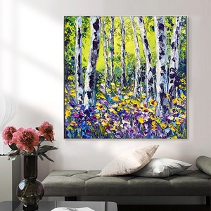 Pintura al Óleo Abstracta 100% Original, Arte en Lienzo de Naturaleza Pintado a Mano con un Gran Árbol de Abedul - Product Image 4