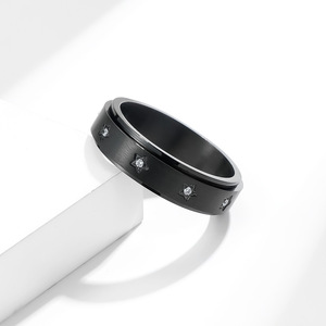 Star Pattern <b>Titanium</b> Steel Rotating <b>Ring</b> Unisex Stress Relieving Jewelry Gift Black Gold Silver Color - Product Image 4