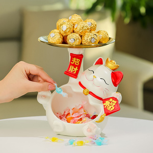 Plateau à bonbons Lucky Cat en résine, forme irrégulière décorative, pour cadeau du Nouvel An chinois - Product Image 2
