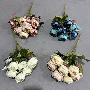 Bouquet de fleurs artificielles Yixuan, pivoines simulées, 7 têtes, en soie, pour la décoration du salon, vente en gros - Product Image 1