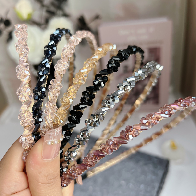 Handmade Luxury Single Row Diamond Winding Headband Thin  display picture 1