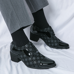 Большие размеры 38-46 с каблуком 6 см дополнительная высота деловые кожаные туфли с острым носком для мужчин - Product Image 6