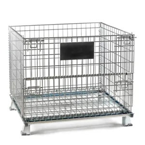 Dedicated global supply warehouse1000kg capacity folding durable stacking 4 layers forklift safety cage wire mesh container