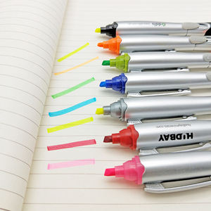 قلم حبر جاف من البلاستيك 2 في 1 لترويج قلم حبر جاف لتظليله مع شعار مخصص (جديد) - Product Image 6