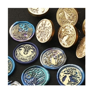 Factory Direct Engraving European Vintage Brass Lacquer Seal Head Tools Wholesale Thousands of Patterns