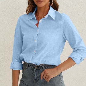 <span class=keywords><strong>Camisa</strong></span> <span class=keywords><strong>de</strong></span> Lino <span class=keywords><strong>para</strong></span> <span class=keywords><strong>Mujer</strong></span>, Personalizable con Logotipo, <span class=keywords><strong>de</strong></span> Algodón Blanco, Manga Larga, Corte Holgado, Casual, Fresca, Transpirable, <span class=keywords><strong>de</strong></span> Alta Calidad, <span class=keywords><strong>para</strong></span> Verano - Product Image 2