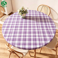 Nappe jetable imperméable et résistante, avec envers en flanelle antidérapante, en PEVA, coupe-vent, élastique, motif écossais blanc lavande