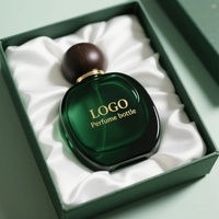 Flacon de parfum en verre rond noir de luxe vide avec étiquette personnalisée, 30 ml, 50 ml, 100 ml, emballage cosmétique, avec boîte, diffuseur à bâtonnets