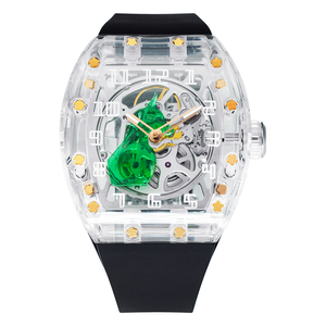 Custom Barrel-shaped Sapphire Crystal <b>Automatic</b> <b>Watch</b> PT5000 Mechanical <b>Skeleton</b> Waterproof Fluororubber Band Men <b>Watch</b> - Product Image 6