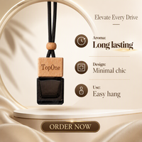 Vente en gros de flacons de parfum de luxe pour voiture TopOne, flacon en verre suspendu avec bouchon en bois gravé personnalisable, décoration intérieure