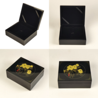 Boîte Cadeau de Thé en Bois Noir Brillant Faite à la Main, Gravure Laser Personnalisée, Emballage Rectangulaire de Luxe pour les Fêtes, Vente en Gros