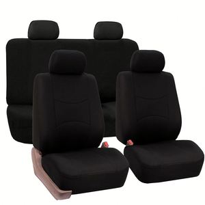 Housses de siège auto complètes beige et noir, banquette avant et arrière séparée, installation facile, housses intérieures universelles en polyester - Product Image 1