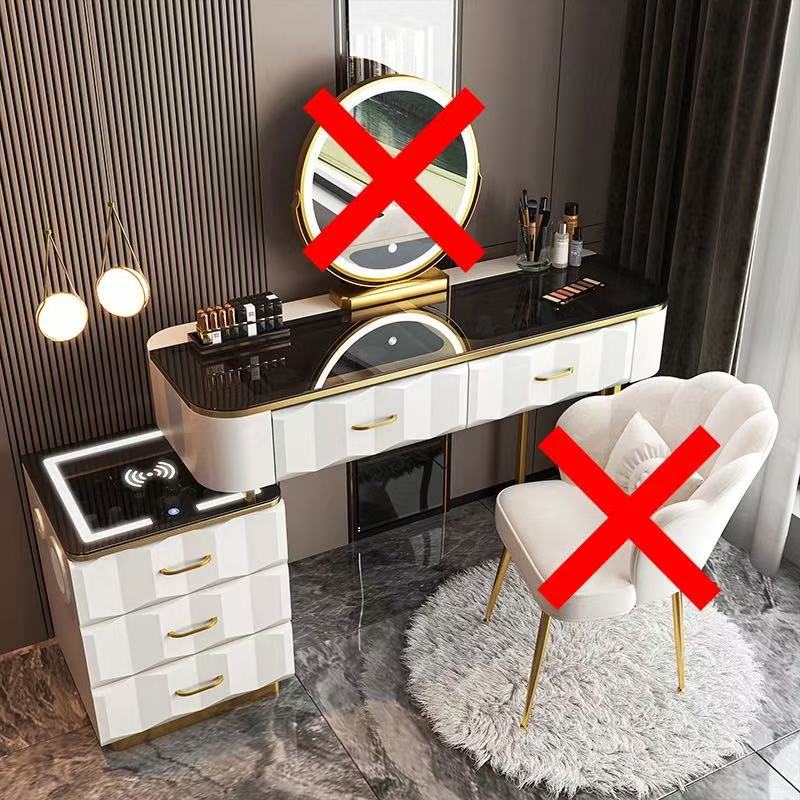 White 120cm smart cabinet with smart mirror, no stools