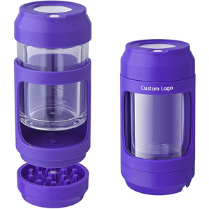 Magnifying Glowing MAG Jar Stash Jar Grinder Plastic Glass Light-up Led Air Tight Storage Jar