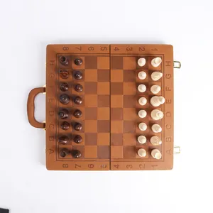 Jogo de xadrez de madeira luxuoso jogo de xadrez dobrável jogo de tabuleiro de couro
