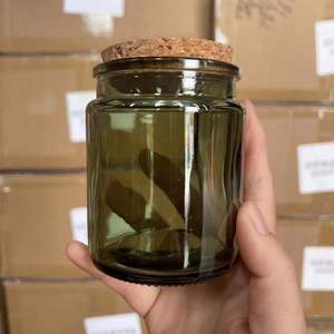 100ml 4oz 200ml 7oz clear amber green black aura modern candle vessels jar round bottom with cork lids and box