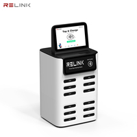 Station de charge mobile Relink 4G & Wifi partageant la station de batterie externe 12 emplacements avec point de vente pour le café