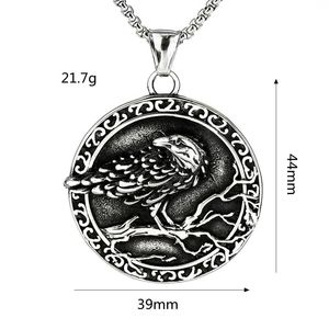 Collar con Colgante de Cuervo de Acero Inoxidable para Hombre, Estilo Nórdico Retro, Diseño de Animal de Doble Cara, Joyería de Regalo - Product Image 5