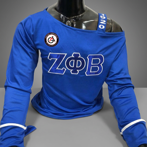 Blusa de algodón con hombros descubiertos para mujer, ropa bordada personalizada de Zeta, Phi, Beta Finer - Product Image 2