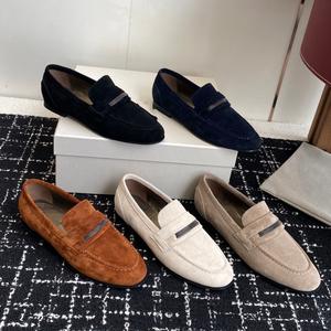 Mocassins plats de luxe en daim et cuir de veau pour femme – Qualité supérieure – Chaussures à enfiler en cuir pour femme - Product Image 1