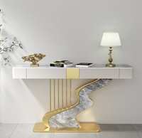 Armoire décorative de luxe moderne pour salon plaque de roche porche lampe de table art mural simple Foyer demi-cercle fin métal durable