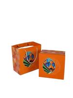 Caja de Regalo Rígida de Cartón de Doble Capa, Color Naranja Dorado, de Lujo y Alta Gama, Estilo Moderno Personalizado para Pastel Lunar