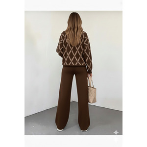 Women's Comfortable Winter Wide Leg Knitted <b>Trousers</b> <b>Elastic</b> <b>Waist</b> Standard Size Sml - Product Image 3