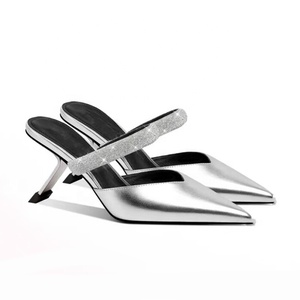 Custom Style Women's Diamonds Strap Sandals Pointed Toe High Silver Wedge Heels Stiletto on Dress Pumps <b>Shoes</b> - Product Image 4