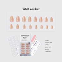 BTArtbox doux Gel XCOAT 3D Floral presse sur les ongles en gros court amande fait à la main bleu français pointe faux ongles