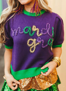 Dear-Lover Nuovi Arrivi all'Ingrosso, Maglione a Maniche Corte con Grafica <span class=keywords><strong>Viola</strong></span> per il Mardi Gras - Product Image 5