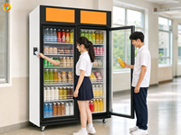 Réfrigérateur distributeur double porte sans écran, avec capteur de poids, 3-20 °C, R290, ouverture par carte, pour micro-marché de détail