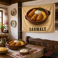 Drapeau promotionnel personnalisé de 3x5 pieds, motif Rouleaux de chou roumains, en polyester non tissé, bannière extérieure, signalétique imprimée numériquement
