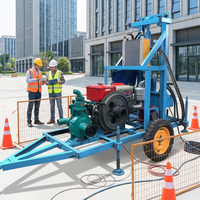 Mini-foreuse portable à moteur diesel pour puits d'eau avec pompe à engrenages - Profondeur 200m, utilisation facile, irrigation agricole