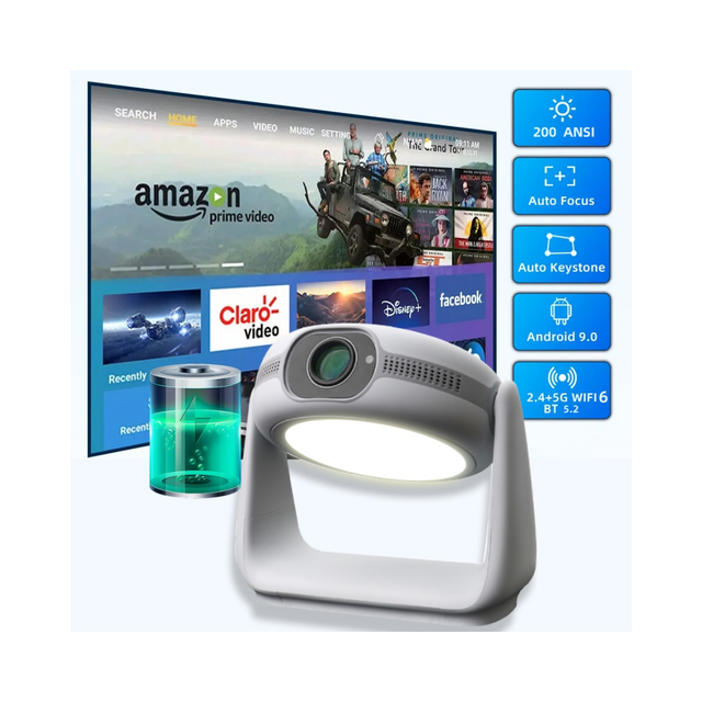 K1 Proyector with Battery Built-In Android 4K Chargeable Light Rechargeable Video Projector
