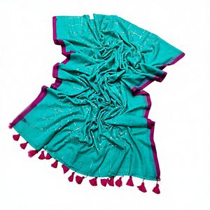 Sari de Algodón Tejido Akshay Sharma ENT con Blusa, Ecológico, de Secado Rápido, Ligero, Teñido Liso, Vestido de Novia para Niñas - Product Image 2