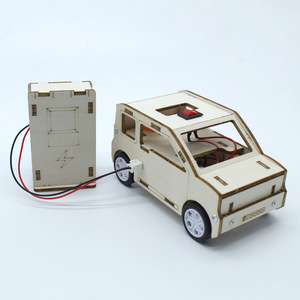 Wooden Electric Car Kit With Charger STEM Science Education Toy For Kids Age 7 9Y Manual Control Wooden <b>Model</b> <b>Building</b> Set - Product Image 3