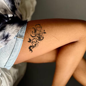 1 jeu <span class=keywords><strong>de</strong></span> 9 pièces <span class=keywords><strong>tatouages</strong></span> temporaires autocollant noir motif magnifique et artistique fleur <span class=keywords><strong>de</strong></span> serpent tatouage imperméable pour visage bras jambe - Product Image 3