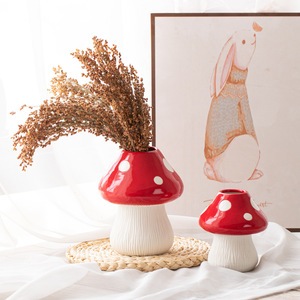 Jarrón de setas decoración hogar cerámica Linda cesta de flores decoración nórdica <span class=keywords><strong>Jarron</strong></span> para florero de diamantes Florero - Product Image 4