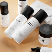Ensemble d'emballages écologiques pour soins de la peau : flacons compte-gouttes en PETG à paroi épaisse pour lotion hydratante et sérum, et pots à crème.