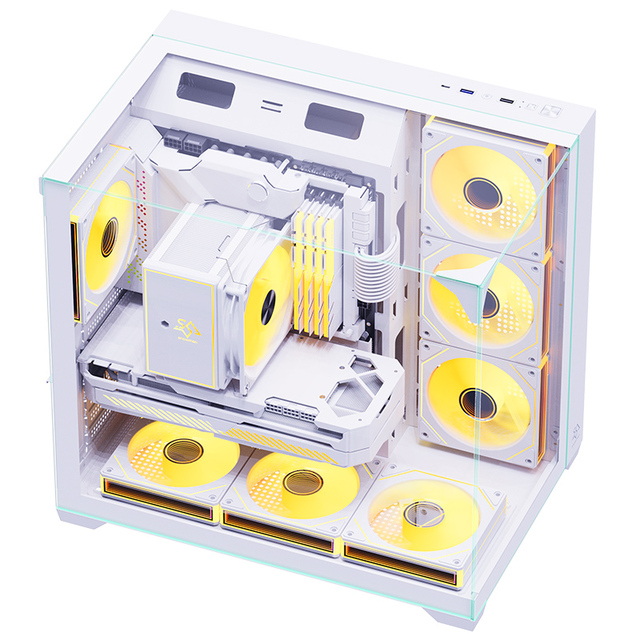 SNOWMAN Stunning Design Mini ITX Mid Tower Desktop Gaming Case ATX/MATX Tempered Glass White PC Chassis Made of Plastic