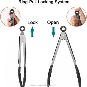 Small Serving Kitchen <strong>Tongs</strong> 7 Inch Food Grade <strong>Mini</strong> Baking Cooking Stainless Steel Silicone Barbecue Grilling Frying <strong>Tongs</strong> - Product Image 3