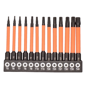 Juego de Puntas de Destornillador Torx T5-T40, Punta de Acero Aleado S2 de 6 Puntas, Longitud de 75/100/150 mm, 13 Piezas Disponibles en Caja de Plástico/Bolsa de Polietileno - Product Image 1