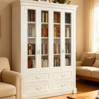 Schrank aus Spanplatte mit Lackierter Glastür Bücherschrank Bürohersteller Moderner Platzsparender Holz-Bücherschrank Wohnmöbel Regal