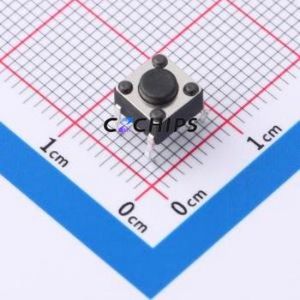 YTS1R0012RBT00 Tactile Switch Through hole Component THT-4P,6x6mm Switch Single Pole Single Throw Round Button 2.5N Through Hole - Product Image 1