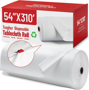 Tovaglia monouso rotolo di plastica bianca tovaglia con qualsiasi taglio scorrevole - Product Image 1