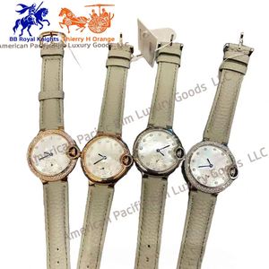 Round Diamond Bezel Quartz <b>Watch</b> with Pink Leather Strap for Women Elegant Casual Wristwatch Cartieres - Product Image 4