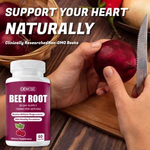 Cápsulas de raíz de remolacha de etiqueta privada Cápsulas puras de polvo de raíz de remolacha sin OGM y sin gluten para inmunidad digestiva atlética - Product Image 3